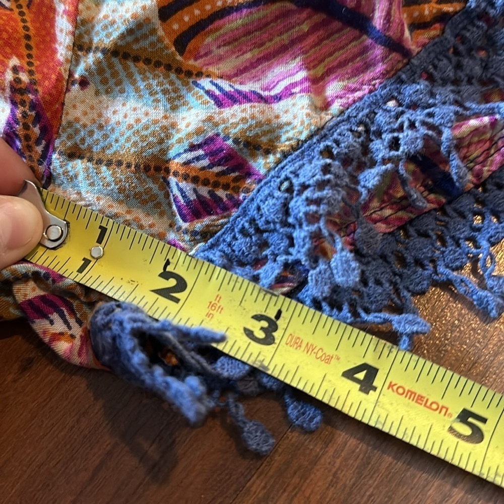 Band of Gypsies high rise shorts size XS multicolor boho fringe elastic waist - Picture 7 of 7